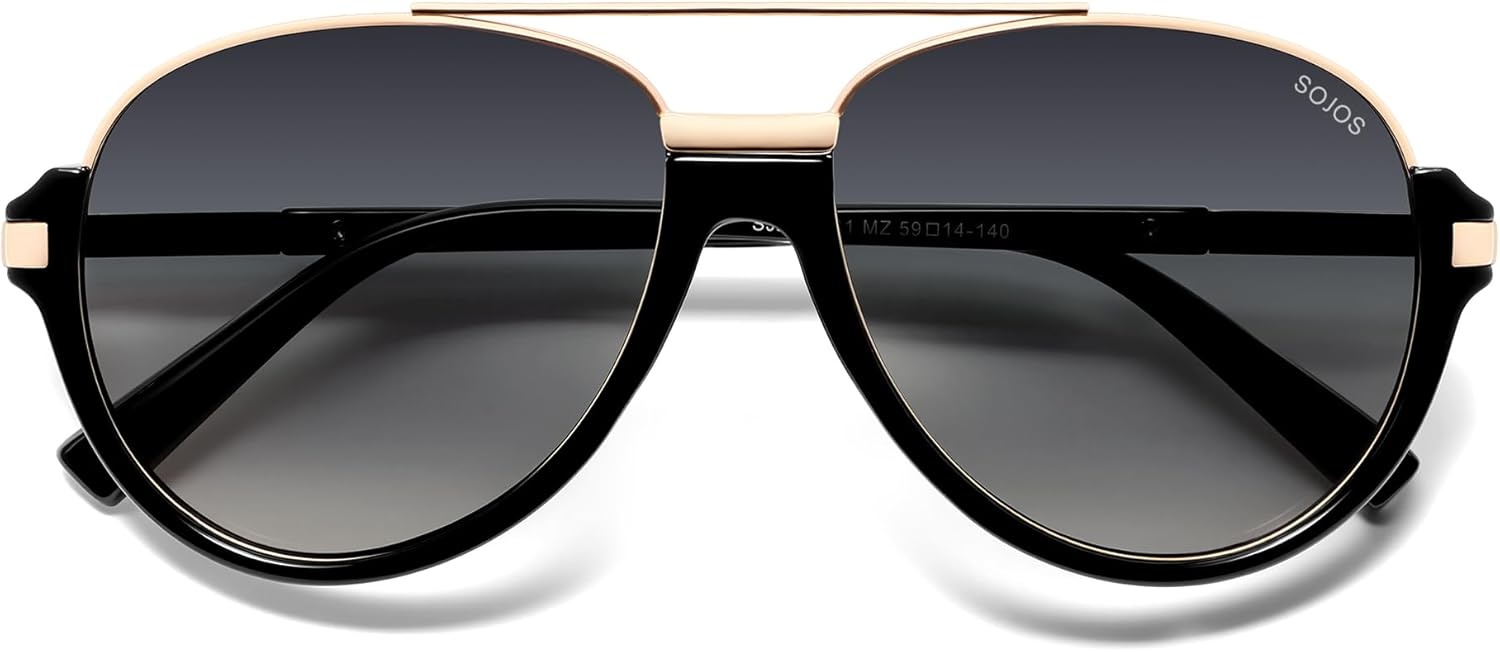 image:imageSOJOS Retro Oversized Polarized Aviator Sunglasses for Women Men Trendy Vintage Square Sun Glasses SJ2681BlackGrey Grading