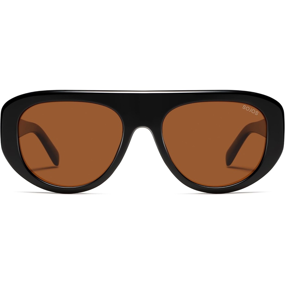 image:imageSOJOS Retro Oversized Aviator Polarized Sunglasses for Women Trendy Shades Vintage Style Chic Sun Glasses SJ2706Black  Brown Lens