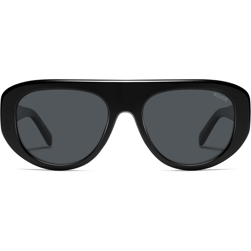 image:imageSOJOS Retro Oversized Aviator Polarized Sunglasses for Women Trendy Shades Vintage Style Chic Sun Glasses SJ2706Black  Grey Lens
