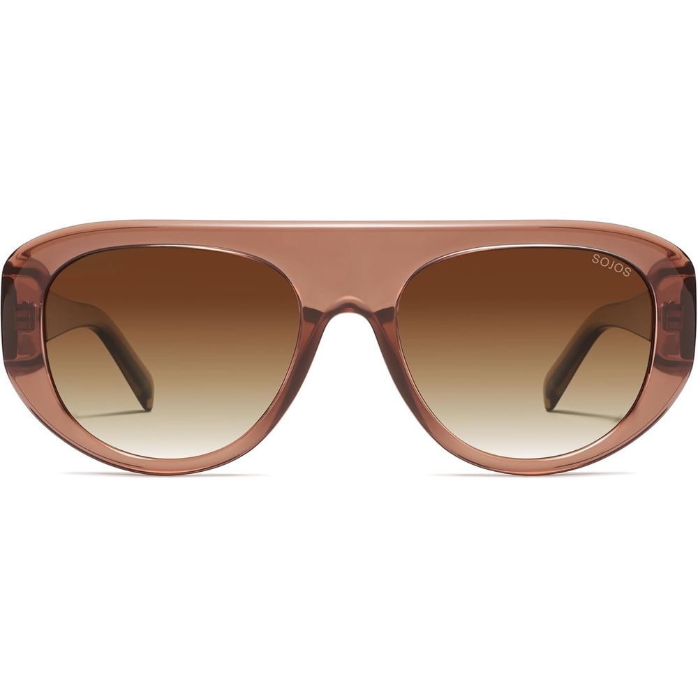 image:imageSOJOS Retro Oversized Aviator Polarized Sunglasses for Women Trendy Shades Vintage Style Chic Sun Glasses SJ2706Transparent Brown  Brown Lens