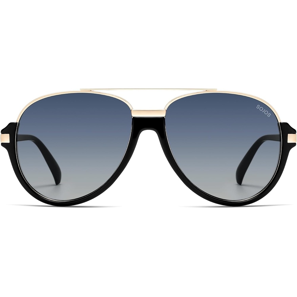image:imageSOJOS Retro Oversized Polarized Aviator Sunglasses for Women Men Trendy Vintage Square Sun Glasses SJ2681BlackBlue Grading