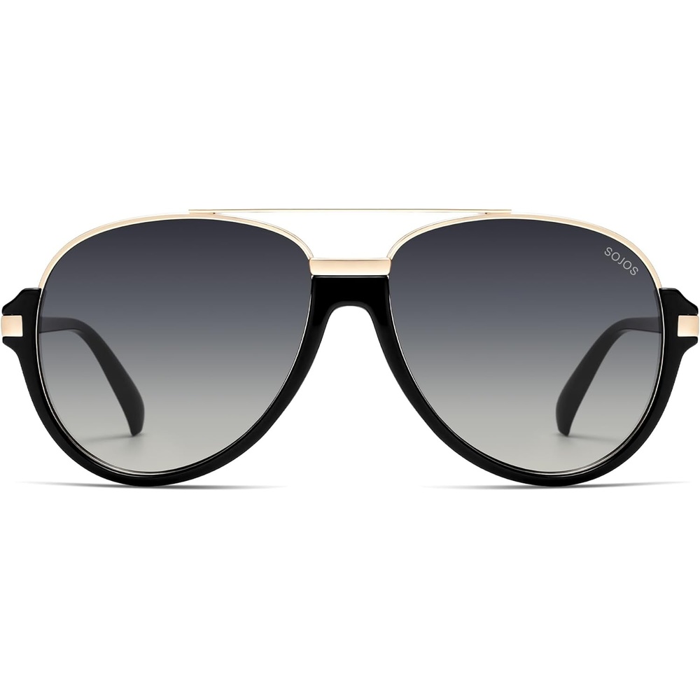 image:imageSOJOS Retro Oversized Polarized Aviator Sunglasses for Women Men Trendy Vintage Square Sun Glasses SJ2681BlackGrey Grading