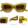 image:imageSOJOS Retro Small Vintage Cat Eye Sunglasses for Women Cute Fashion UV400 Sunnies SJ2939Mustard GreenBrown