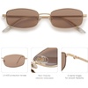 image:imageSOJOS Trendy Rectangle Sunglasses Womens Mens Retro 80s 90s Y2k Chic Narrow Thin Skinny Sunnies SJ1187GoldClear Light Brown