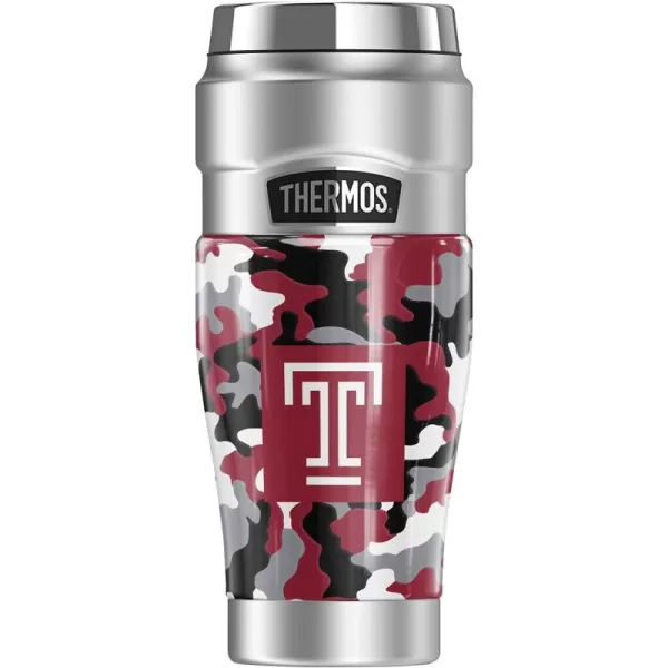 THERMOS Temple University OFFICIAL Camo STAINLESS KING Stainless Steel Travel Tumbler Vacuum insulated ampamp Double Wall 16ozTEMPLE UNIVERSITY