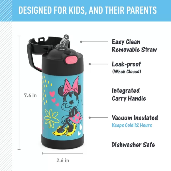 THERMOS FUNTAINER Water Bottle with Straw  12 Ounce Sonic the Hedgehog  Kids Stainless Steel Vacuum Insulated Water Bottle with LidMinnie Mouse