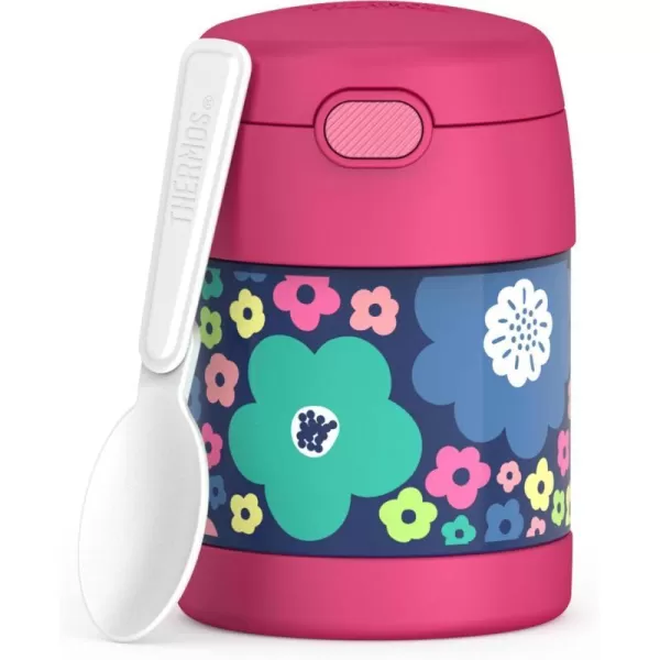 THERMOS FUNTAINER 10 Ounce Stainless Steel Vacuum Insulated Kids Food Jar with Spoon SketchbookMod Flowers