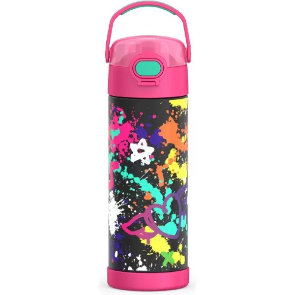 THERMOS FUNTAINER 16 Ounce Stainless Steel Vacuum Insulated Bottle with Wide Spout Lid Graffiti BoyGraffiti Girl