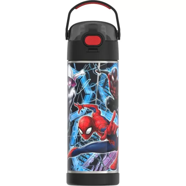 THERMOS FUNTAINER 16 Ounce Stainless Steel Vacuum Insulated Bottle with Wide Spout Lid SonicSpiderman