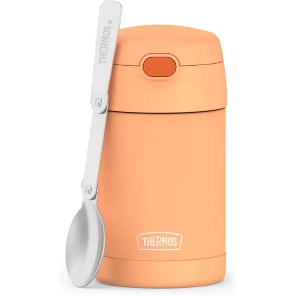 THERMOS FUNTAINER 16 Ounce Stainless Steel Vacuum Insulated Food Jar with Folding Spoon Neon PurpleNeon Orange