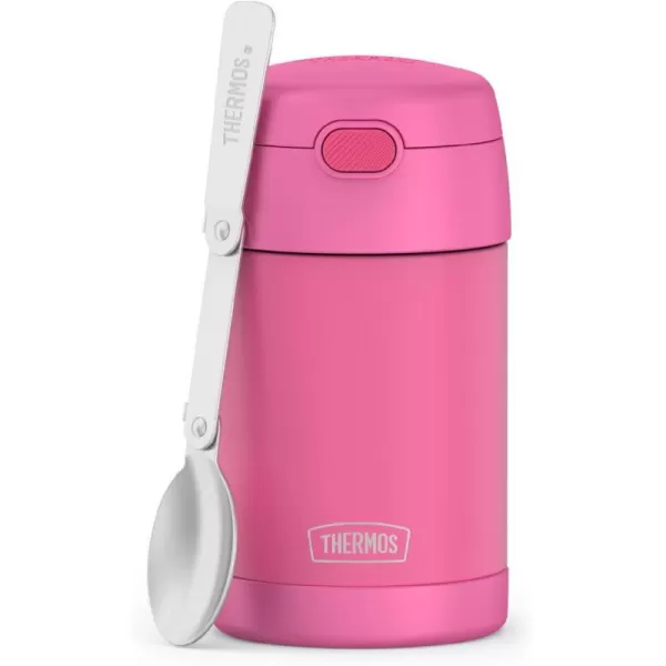 THERMOS FUNTAINER 16 Ounce Stainless Steel Vacuum Insulated Food Jar with Folding Spoon Neon PurpleNeon Pink