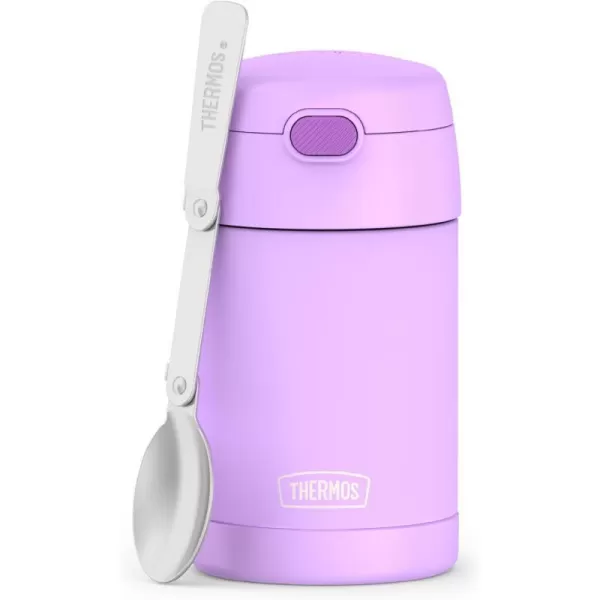 THERMOS FUNTAINER 16 Ounce Stainless Steel Vacuum Insulated Food Jar with Folding Spoon Neon PurpleNeon Purple