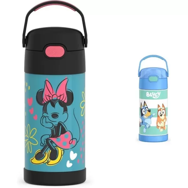 THERMOS FUNTAINER Water Bottle with Straw  12 Ounce Sonic the Hedgehog  Kids Stainless Steel Vacuum Insulated Water Bottle with LidMinnie Mouse