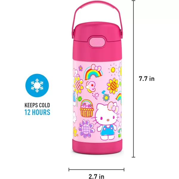 THERMOS FUNTAINER 12 Ounce Stainless Steel Vacuum Insulated Kids Straw Bottle Thor12 Ounce Hello Kitty