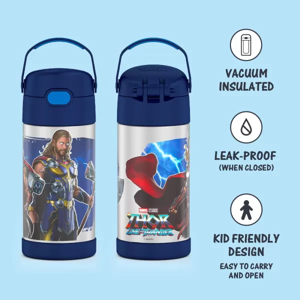 THERMOS FUNTAINER 12 Ounce Stainless Steel Vacuum Insulated Kids Straw Bottle Thor12 Ounce Thor