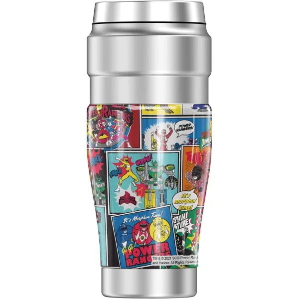 THERMOS Power Rangers Crowd of Rangers STAINLESS KING Stainless Steel Travel Tumbler Vacuum insulated amp Double Wall 16oz16 oz Tumbler COMIC COLLAGE