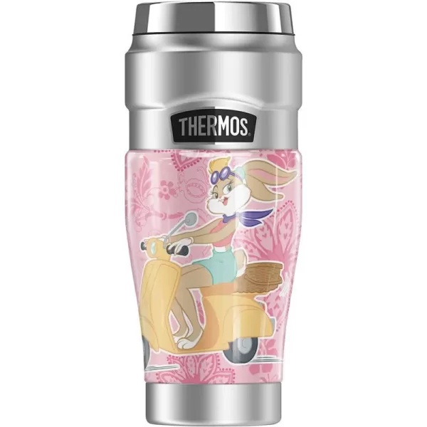 THERMOS Looney Tunes Bugs Bunny Circle Pattern STAINLESS KING Stainless Steel Travel Tumbler Vacuum insulated amp Double Wall 16oz16 oz Tumbler LOLA BUNNY SCOOTER