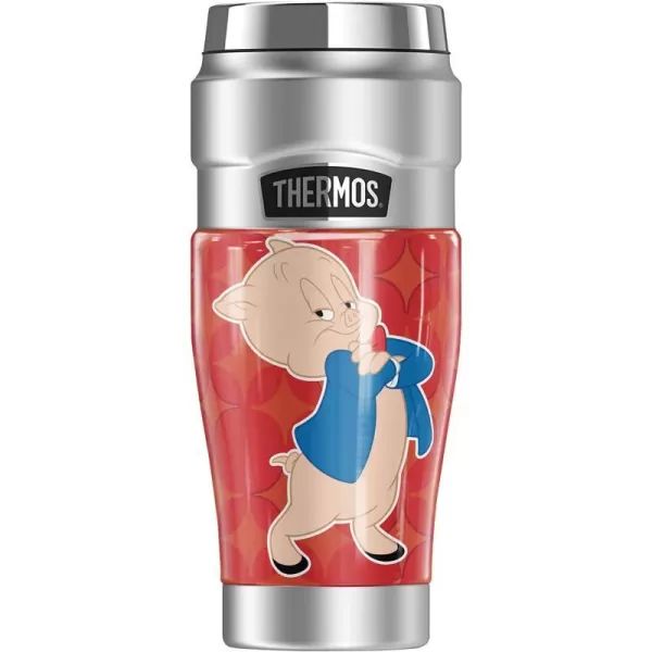 THERMOS Looney Tunes Bugs Bunny Circle Pattern STAINLESS KING Stainless Steel Travel Tumbler Vacuum insulated amp Double Wall 16oz16 oz Tumbler PORKY PIG MID CENTURY PATTERN