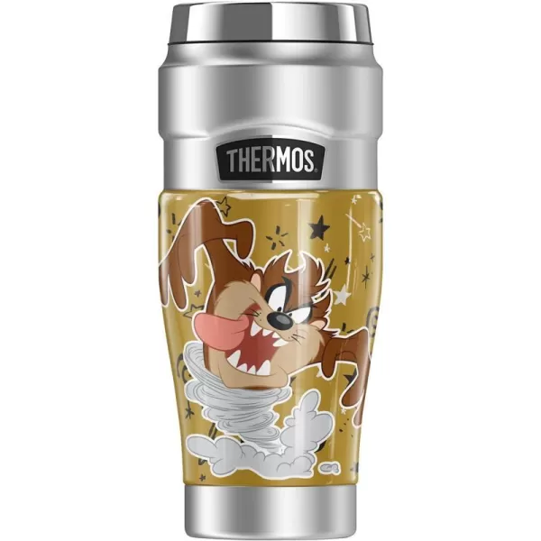 THERMOS Looney Tunes Bugs Bunny Circle Pattern STAINLESS KING Stainless Steel Travel Tumbler Vacuum insulated amp Double Wall 16oz16 oz Tumbler TAZ STAR PATTERN