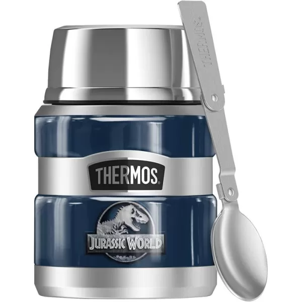 Jurassic World Blue Metallic Logo THERMOS STAINLESS KING Stainless Steel Food Jar with Folding Spoon Vacuum insulated amp Double Wall 16ozJurassic World Blue Metallic Logo THERMOS STAINLESS KING Stainless Steel Food Jar with Folding Spoon Vacuum insulated amp Double Wall 16oz