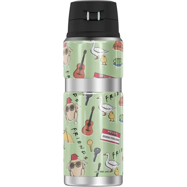 Friends Chibi Pattern THERMOS STAINLESS KING Stainless Steel Drink Bottle Vacuum insulated amp Double Wall 24oz24 oz Bottle ICONIC PATTERN