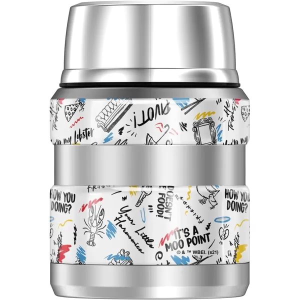 Friends Iconic Pattern THERMOS STAINLESS KING Stainless Steel Food Jar with Folding Spoon Vacuum insulated amp Double Wall 16oz16 oz Food Jar INK PEN FRIENDS PATTERN