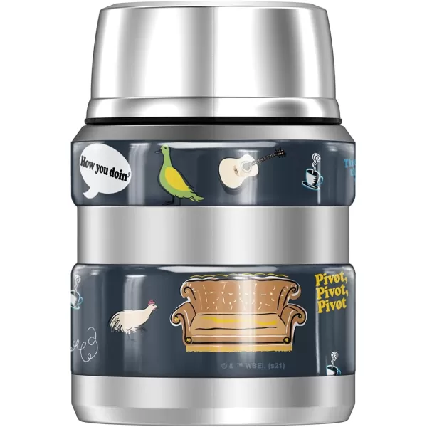 Friends Iconic Pattern THERMOS STAINLESS KING Stainless Steel Food Jar with Folding Spoon Vacuum insulated amp Double Wall 16oz16 oz Food Jar THE ONE WITH