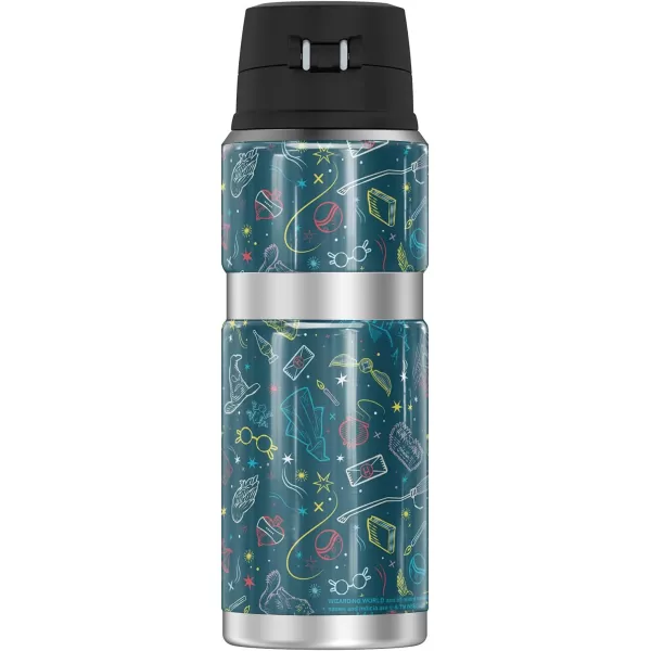 Harry Potter Footprint Pattern THERMOS STAINLESS KING Stainless Steel Drink Bottle Vacuum insulated amp Double Wall 24oz24 oz Bottle HOGWARTS MAGICAL PATTERN