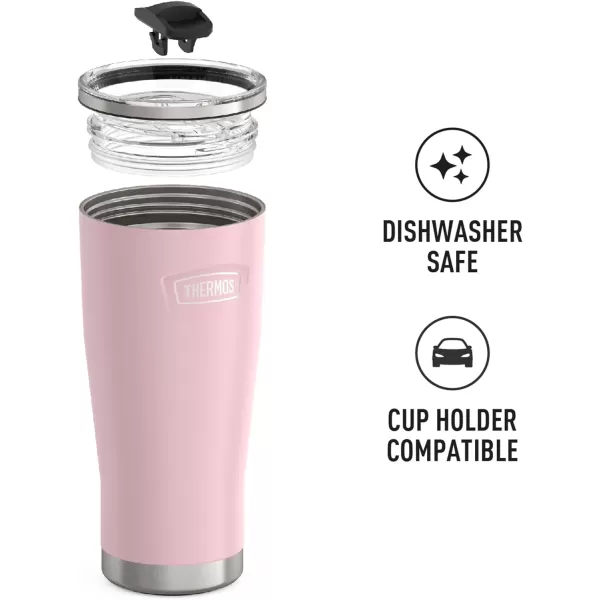 ICON SERIES BY THERMOS Stainless Steel Cold Tumbler with Slide Lock 24 Ounce Matte Stainless Steel24 Ounce Sunset Pink