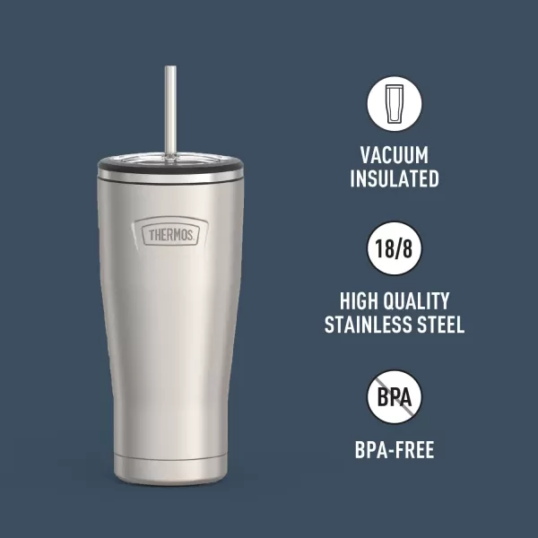 ICON SERIES BY THERMOS Stainless Steel Cold Tumbler with Straw 24 Ounce Sandstone24 Ounce Matte Stainless Steel