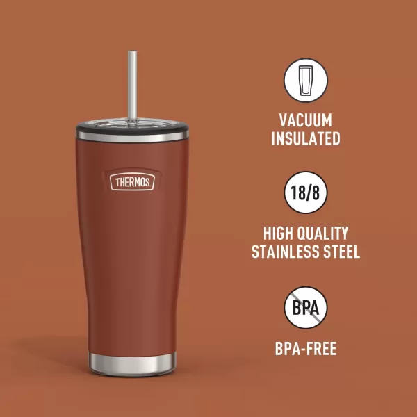 ICON SERIES BY THERMOS Stainless Steel Cold Tumbler with Straw 24 Ounce Sandstone24 Ounce Saddle