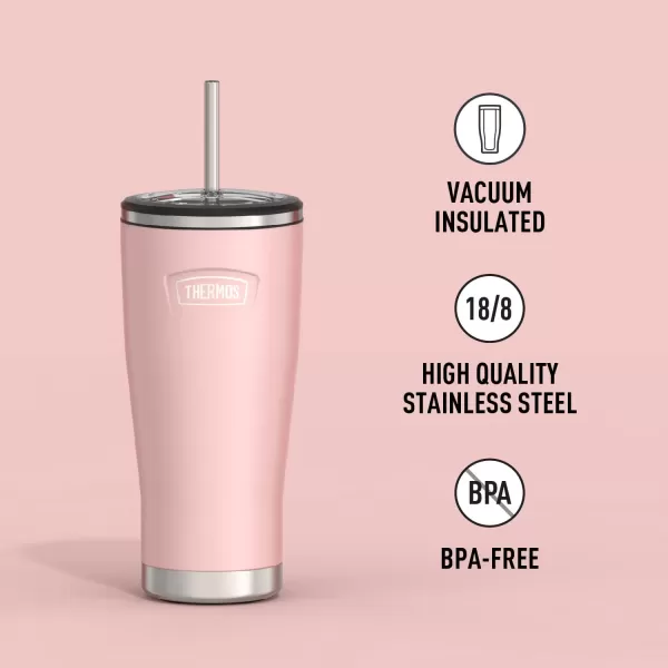 ICON SERIES BY THERMOS Stainless Steel Cold Tumbler with Straw 24 Ounce Sandstone24 Ounce Sunset Pink