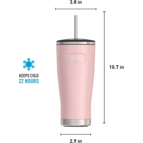 ICON SERIES BY THERMOS Stainless Steel Cold Tumbler with Straw 24 Ounce Sandstone24 Ounce Sunset Pink