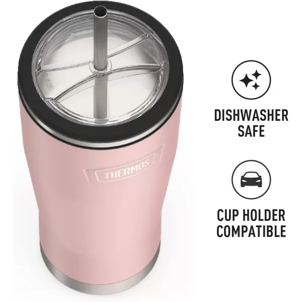 ICON SERIES BY THERMOS Stainless Steel Cold Tumbler with Straw 24 Ounce Sandstone24 Ounce Sunset Pink