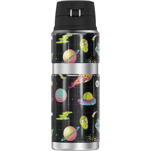 Rick and Morty Meeseeks Crowd THERMOS STAINLESS KING Stainless Steel Drink Bottle Vacuum insulated amp Double Wall 24oz24 oz Bottle RETRO GRID PATTERN