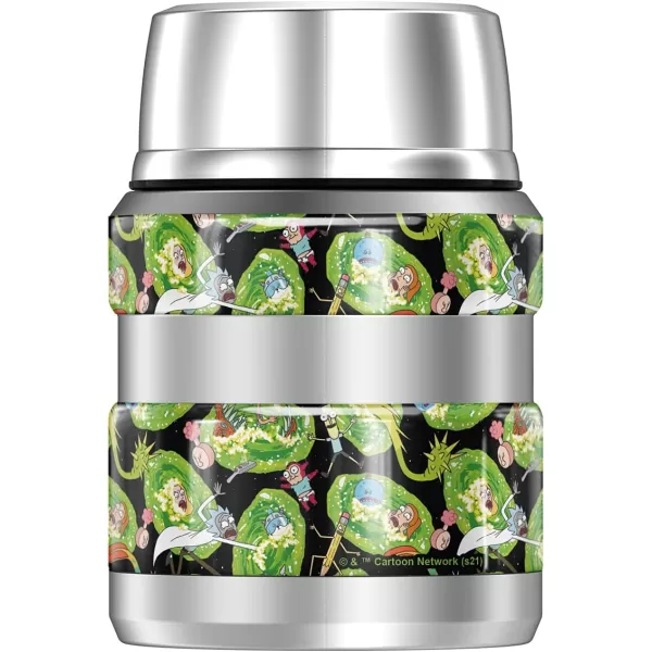 Rick and Morty Retro Grid Pattern THERMOS STAINLESS KING Stainless Steel Food Jar with Folding Spoon Vacuum insulated amp Double Wall 16oz16 oz Food Jar PORTAL MAYHEM