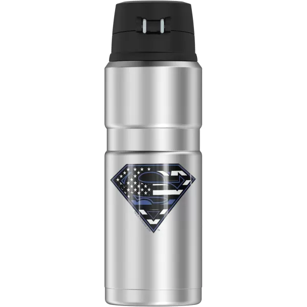 Superman Classic Logo Shield THERMOS STAINLESS KING Stainless Steel Drink Bottle Vacuum insulated amp Double Wall 24oz24 oz Bottle Thin Blue Line Flag Shield Logo