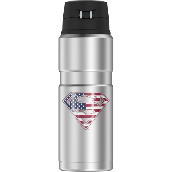 Superman Classic Logo Shield THERMOS STAINLESS KING Stainless Steel Drink Bottle Vacuum insulated amp Double Wall 24oz24 oz Bottle USA American Flag Shield Logo