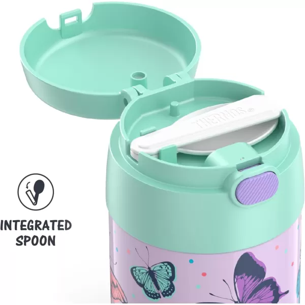 THERMOS FUNTAINER 10 Ounce Stainless Steel Vacuum Insulated Kids Food Jar with Spoon Preschool MinnieButterfly Frenzy