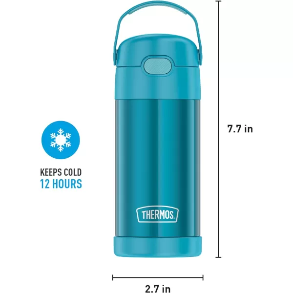 THERMOS FUNTAINER 12 Ounce Stainless Steel Vacuum Insulated Kids Straw Bottle Black12 Ounce Teal