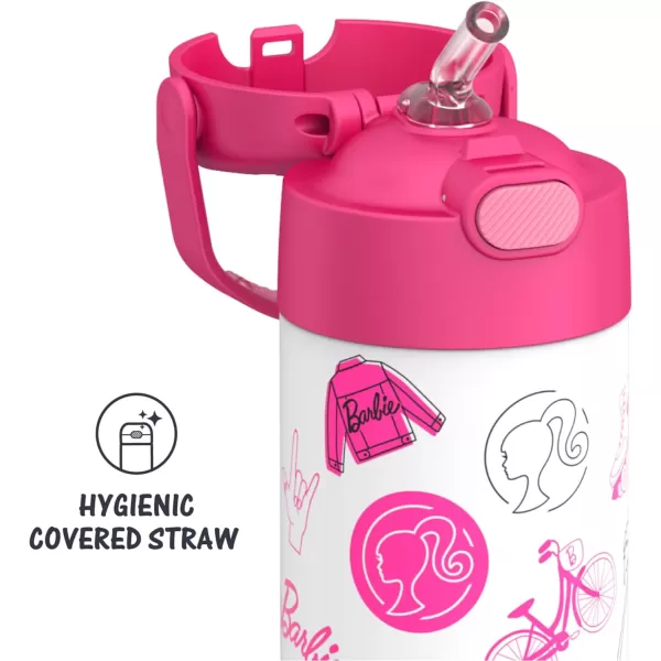 THERMOS FUNTAINER 12 Ounce Stainless Steel Vacuum Insulated Kids Straw Bottle LimeBarbie 12 Ounce Licensed Characters