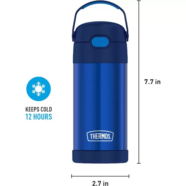 THERMOS FUNTAINER 12 Ounce Stainless Steel Vacuum Insulated Kids Straw Bottle LimeBlue 12 Ounce Solid Color