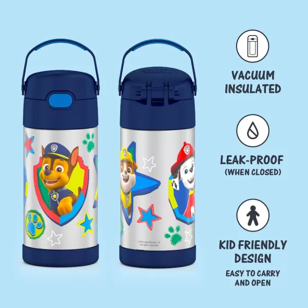 THERMOS FUNTAINER 12 Ounce Stainless Steel Vacuum Insulated Kids Straw Bottle LimeBlue Paw Patrol 12 Ounce Licensed Characters