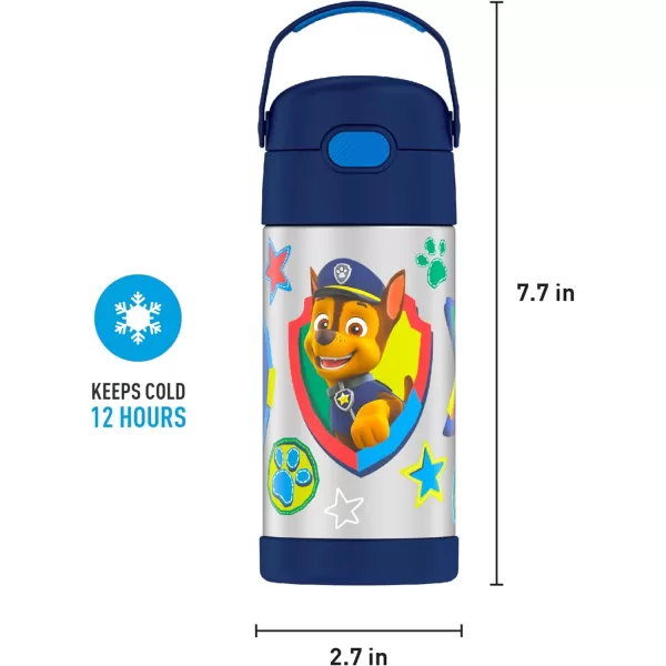 THERMOS FUNTAINER 12 Ounce Stainless Steel Vacuum Insulated Kids Straw Bottle LimeBlue Paw Patrol 12 Ounce Licensed Characters