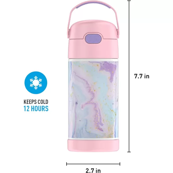 THERMOS FUNTAINER 12 Ounce Stainless Steel Vacuum Insulated Kids Straw Bottle LimeDreamy 12 Ounce Decorated