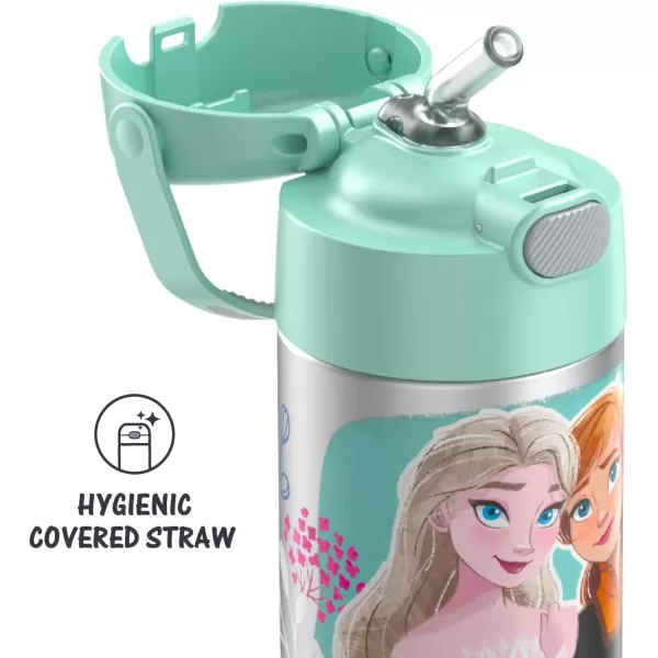 THERMOS FUNTAINER 12 Ounce Stainless Steel Vacuum Insulated Kids Straw Bottle LimeFrozen 2 12 Ounce Licensed Characters