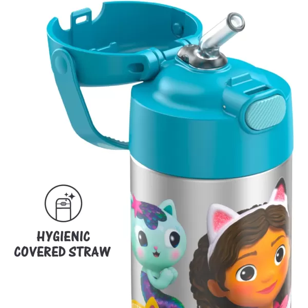 THERMOS FUNTAINER 12 Ounce Stainless Steel Vacuum Insulated Kids Straw Bottle LimeGabbys Dollhouse 12 Ounce Licensed Characters