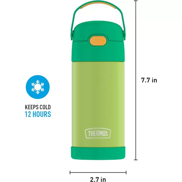 THERMOS FUNTAINER 12 Ounce Stainless Steel Vacuum Insulated Kids Straw Bottle LimeLimeOrange 12 Ounce Solid Color