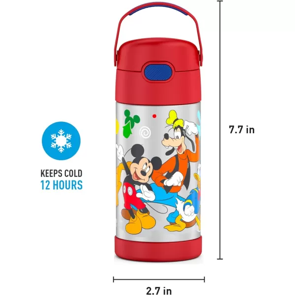 THERMOS FUNTAINER 12 Ounce Stainless Steel Vacuum Insulated Kids Straw Bottle LimeMickey Mouse 12 Ounce Licensed Characters