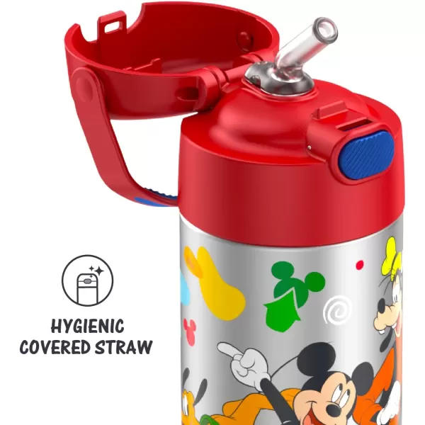 THERMOS FUNTAINER 12 Ounce Stainless Steel Vacuum Insulated Kids Straw Bottle LimeMickey Mouse 12 Ounce Licensed Characters